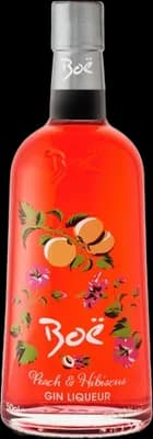 Bouteille de spiritueux : Peach & Hibiscus Gin Liqueur de la marque Boë Scottish Gin