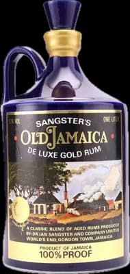 Bouteille de spiritueux : De Luxe Gold Rum (Blue caraffe) de la marque Sangster's