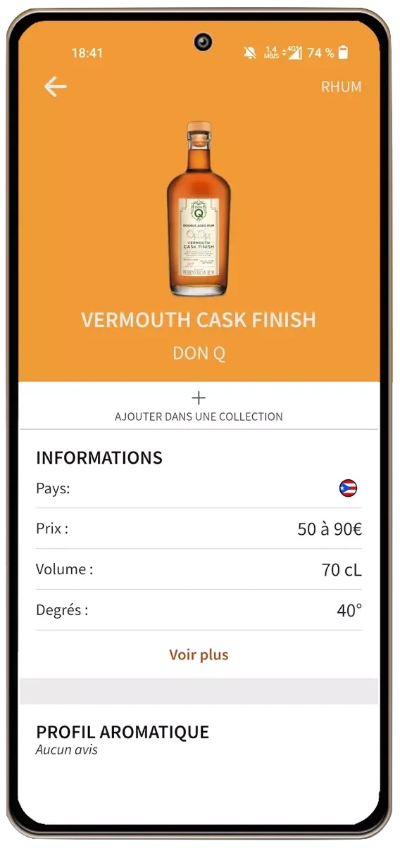 Application de spiritueux Spiritteo Rhu, Gin et Vodka